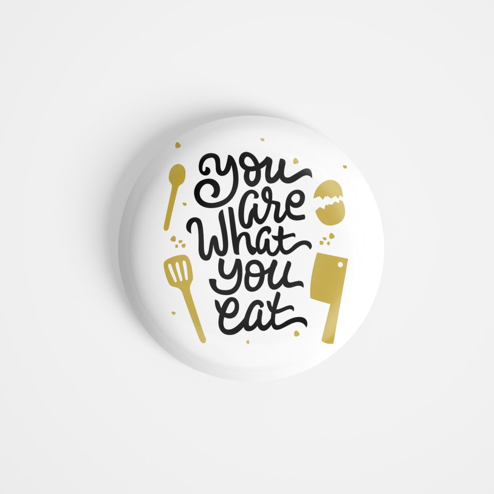 dhcrafts Round Fridge Magnet White Food Lovers You Are What You Eat D2 Glossy Finish Design Pack of 1 (58 mm)